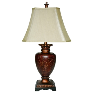 Antique Red Table Lamp with Gold Painted Accents 