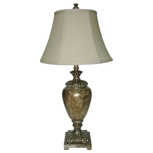 Opulent Silver Table Lamp with Ecru Silk Shade 