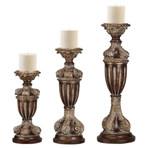 Regency Bronze Set of 3 Candle Holders 