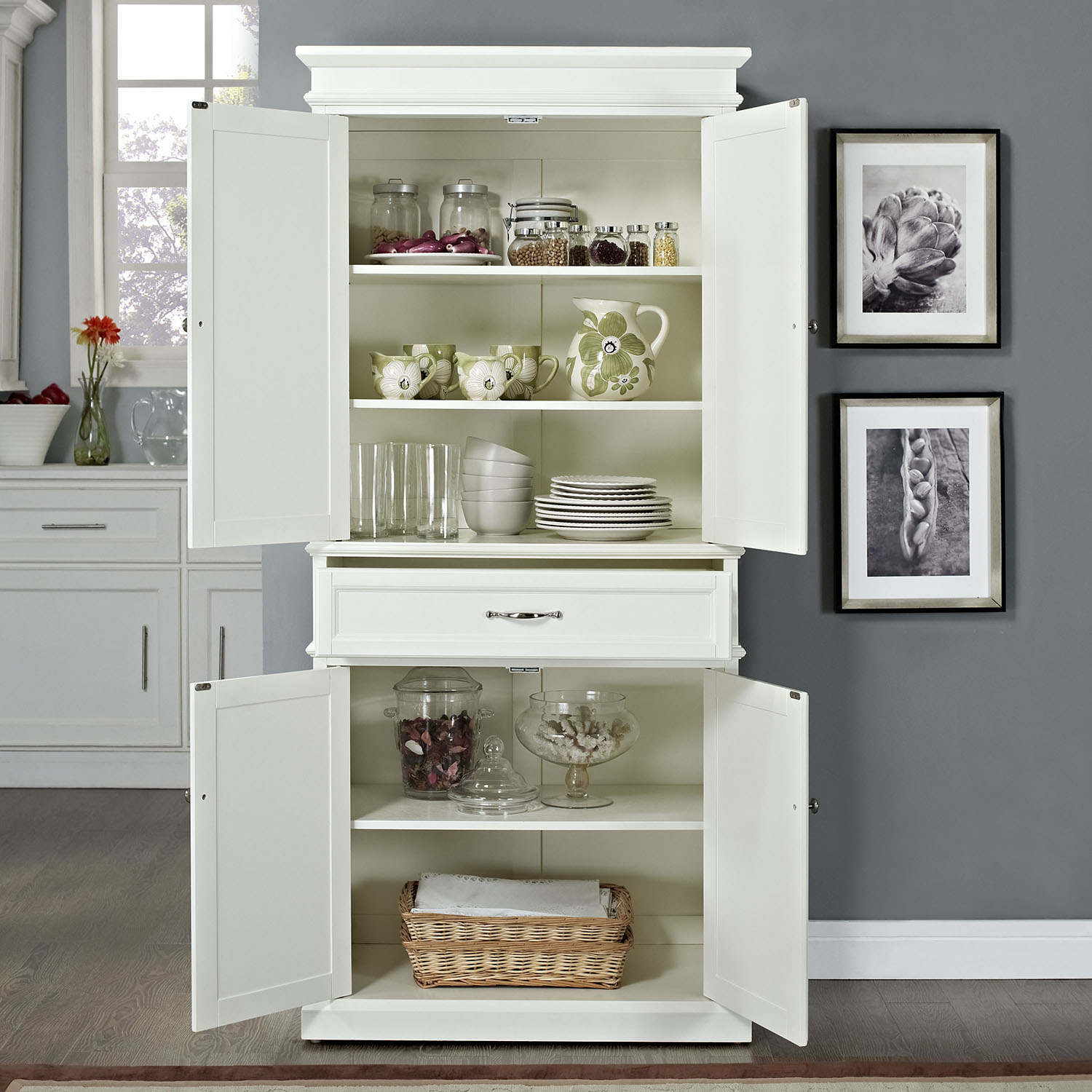 Creatice White Kitchen Pantry Cabinet 