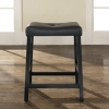 Upholstered Saddle Seat Bar Stool with 24 Inch Seat Height - Black (Set of 2) 