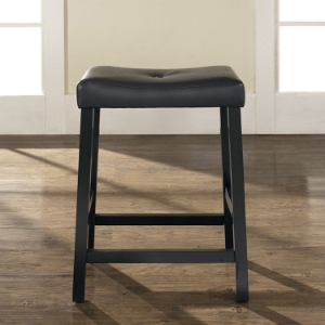 Upholstered Saddle Seat Bar Stool with 24 Inch Seat Height - Black (Set of 2) 