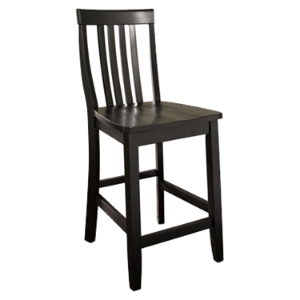 School House Bar Stool with 24 Inch Seat Height - Black (Set of 2) 