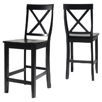 X-Back Bar Stool with 24 Inch Seat Height - Black (Set of 2)
