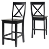 X-Back Bar Stool with 24 Inch Seat Height - Black (Set of 2) - CROS-CF500424-BK