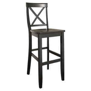 X-Back Bar Stool with 30 Inch Seat Height - Black (Set of 2) 