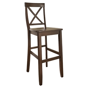 X-Back Bar Stool with 30 Inch Seat Height - Vintage Mahogany (Set of 2) 
