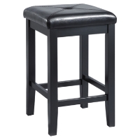 Upholstered Square Seat Bar Stool with 24 Inch Seat Height - Black (Set of 2)