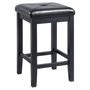 Upholstered Square Seat Bar Stool with 24 Inch Seat Height - Black (Set of 2) 