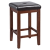 Upholstered Square Seat Bar Stool with 24 Inch Seat Height - Mahogany (Set of 2) 