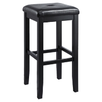 Upholstered Square Seat Bar Stool with 29 Inch Seat Height - Black (Set of 2)