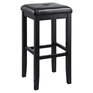 Upholstered Square Seat Bar Stool with 29 Inch Seat Height - Black (Set of 2) 