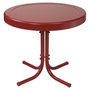 Retro Metal Side Table - Coral Red 