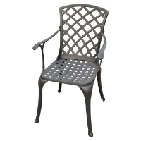 Sedona Cast Aluminum Arm Chair - Charcoal Black, High Back (Set of 2)
