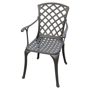 Sedona Cast Aluminum Arm Chair - Charcoal Black, High Back (Set of 2) 
