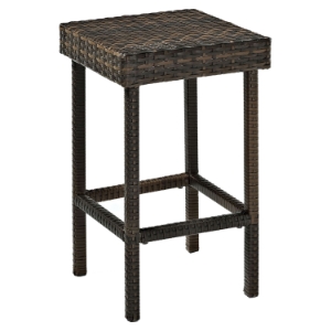 Palm Harbor Outdoor Wicker 29" Bar Height Stool - Dark Brown (Set of 2) 