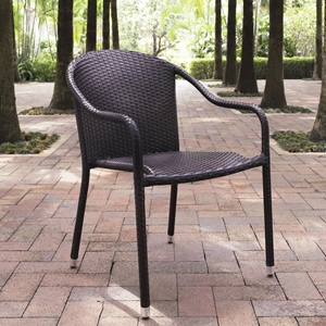 Palm Harbor Outdoor Wicker Chair - Stackable, Dark Brown (Set of 4) 