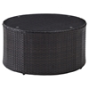 Catalina Outdoor Wicker Round Glass Top Coffee Table - Dark Brown - CROS-CO7121-BR