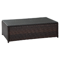 Palm Harbor Outdoor Wicker Glass Top Table - Dark Brown