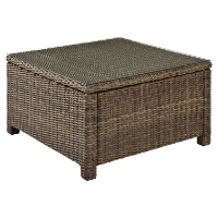 Bradenton Outdoor Wicker Sectional Glass Top Coffee Table - Light Brown