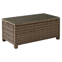 Bradenton Outdoor Wicker Glass Top Table - Light Brown