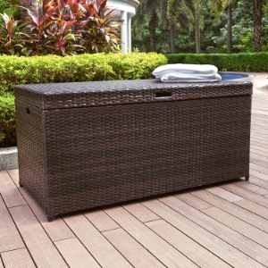 Palm Harbor Outdoor Wicker Storage Bin - Dark Brown 