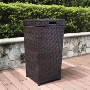 Palm Harbor Outdoor Wicker Trash Bin - Dark Brown 