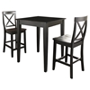 3-Piece Pub Dining Set - Tapered Table Legs, X-Back Stools, Black - CROS-KD320005BK