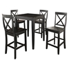5-Piece Pub Dining Set - Tapered Table Legs, X-Back Stools, Black - CROS-KD520005BK