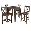 5-Piece Pub Dining Set - Tapered Table Legs, X-Back Stools, Mahogany - CROS-KD520005MA