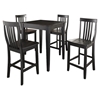 5-Piece Pub Dining Set - Tapered Table Legs, School House Stools, Black - CROS-KD520007BK