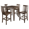 5-Piece Pub Dining Set - Tapered Table Legs, School House Stools, Mahogany - CROS-KD520007MA
