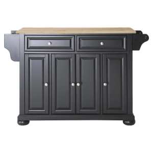 Alexandria Natural Wood Top Kitchen Island - Black 