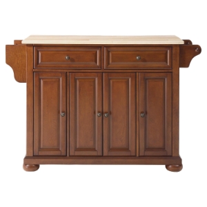 Alexandria Natural Wood Top Kitchen Island - Classic Cherry 