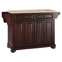 Alexandria Natural Wood Top Kitchen Island - Vintage Mahogany
