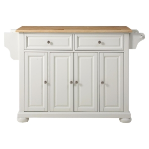Alexandria Natural Wood Top Kitchen Island - White 