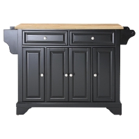LaFayette Natural Wood Top Kitchen Island - Black
