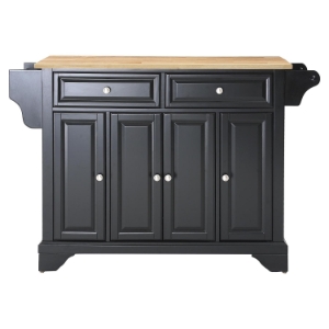 LaFayette Natural Wood Top Kitchen Island - Black 