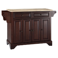 LaFayette Natural Wood Top Kitchen Island - Vintage Mahogany