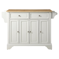 LaFayette Natural Wood Top Kitchen Island - White