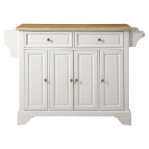 LaFayette Natural Wood Top Kitchen Island - White 