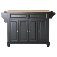 Cambridge Natural Wood Top Kitchen Island - Black