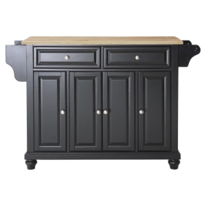 Cambridge Natural Wood Top Kitchen Island - Black 