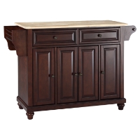 Cambridge Natural Wood Top Kitchen Island - Vintage Mahogany