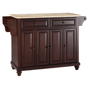 Cambridge Natural Wood Top Kitchen Island - Vintage Mahogany 