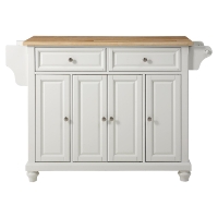Cambridge Natural Wood Top Kitchen Island - White