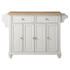 Cambridge Natural Wood Top Kitchen Island - White 