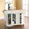 Natural Wood Top Kitchen Cart/Island - Casters, White - CROS-KF30001EWH