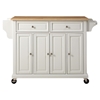 Natural Wood Top Kitchen Cart/Island - Casters, White - CROS-KF30001EWH