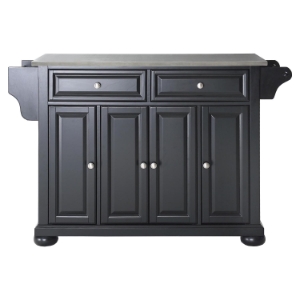 Alexandria Stainless Steel Top Kitchen Island - Black 